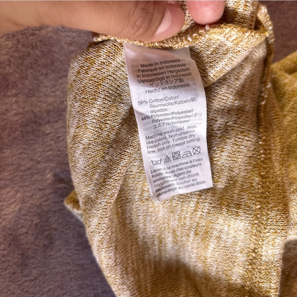 Madewell Puff Sleeve Turtleneck Top Mustard Yellow Space Dye Marl XS - Picture 6 of 6